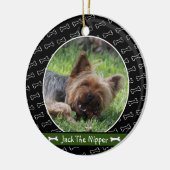 可愛パーソナライズされたい犬の骨レッド緑Own Dog Photo セラミックオーナメント (左)