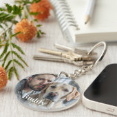 可愛パーソナライズされたい犬好きペット写真記念 キーホルダー (正面右)