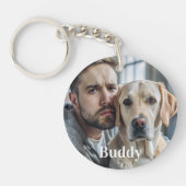 可愛パーソナライズされたい犬好きペット写真記念 キーホルダー (正面)