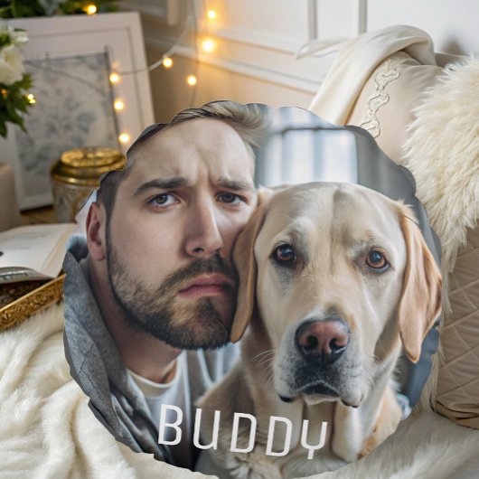 可愛パーソナライズされたい犬好きペット写真記念 ラウンドクッション