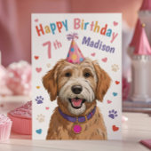 可愛パーソナライズされたい犬7誕生日カー子供へド カード