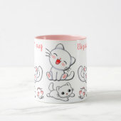 可愛パーソナライズされたい猫とネズミの子ども マグカップ (中央)