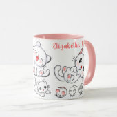 可愛パーソナライズされたい猫とネズミの子ども マグカップ (正面右)