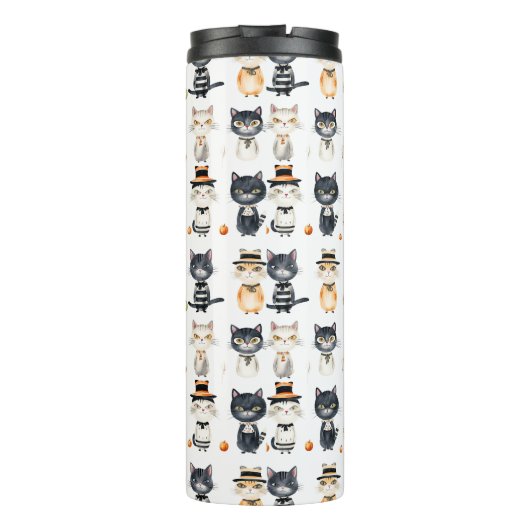可愛パーソナライズされたい猫の図解入りの、写真付きの大騒ぎ タンブラー (裏面)