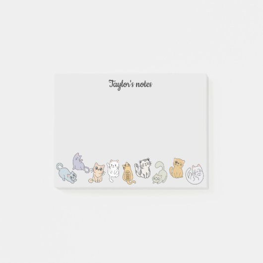 可愛パーソナライズされたい猫の猫好き ポストイット (正面)