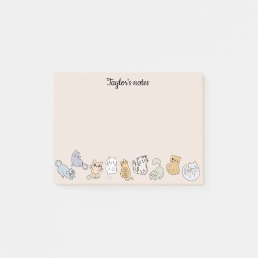 可愛パーソナライズされたい猫の猫好き ポストイット (正面)