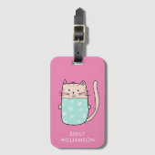 可愛パーソナライズされたい猫イラストレーション ラゲッジタグ (正面縦)