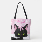可愛パーソナライズされたい猫ピンクと白の子猫 トートバッグ (裏面)