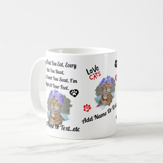 可愛パーソナライズされたい猫マグ猫好きおもしろい- コーヒーマグカップ (正面左)