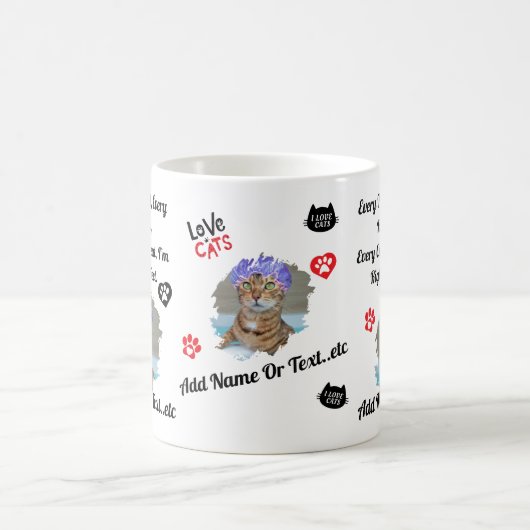 可愛パーソナライズされたい猫マグ猫好きおもしろい- コーヒーマグカップ (中央)