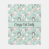 可愛パーソナライズされたい猫ミントグリーングレーピンク フリースブランケット (正面)