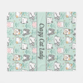 可愛パーソナライズされたい猫ミントグリーングレーピンク フリースブランケット (正面(横))