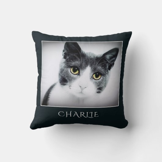 可愛パーソナライズされたい猫写真 クッション (裏面)