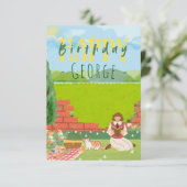 可愛パーソナライズされたい猫時代のピクニック誕生日の願い (スタンド正面)