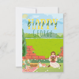 可愛パーソナライズされたい猫時代のピクニック誕生日の願い