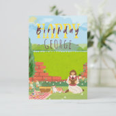 可愛パーソナライズされたい猫時代のピクニック誕生日の願い (スタンド正面)