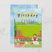 可愛パーソナライズされたい猫時代のピクニック誕生日の願い (正面/裏面)