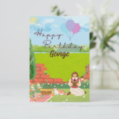 可愛パーソナライズされたい猫時代のピクニック誕生日の願い (スタンド正面)