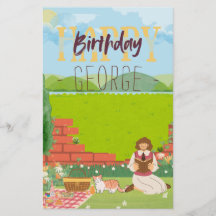 可愛パーソナライズされたい猫時代のピクニック誕生日の願い