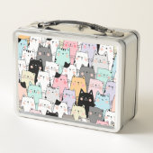 可愛パーソナライズされたい猫柄 メタルランチボックス (裏面)