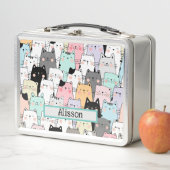 可愛パーソナライズされたい猫柄 メタルランチボックス (インサイチュ)