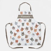 可愛パーソナライズされたい猫水彩シンプルモダン エプロン (正面)