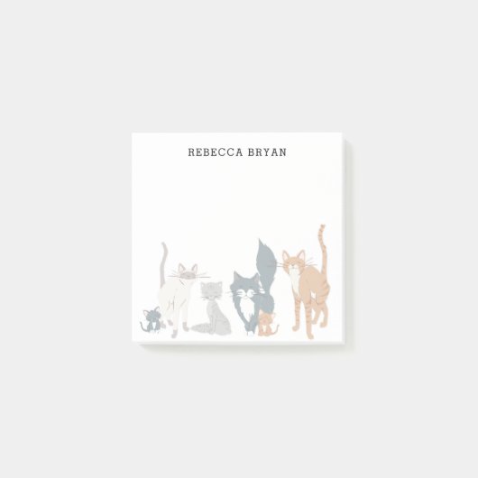 可愛パーソナライズされたい猫集団 ポストイット (正面)