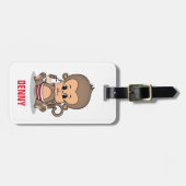 可愛パーソナライズされたい猿の荷札（飲み物） ラゲッジタグ (正面横)