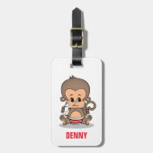 可愛パーソナライズされたい猿の荷札（飲み物） ラゲッジタグ (正面縦)