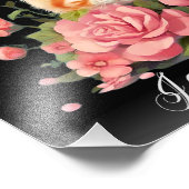 可愛パーソナライズされたい白い子猫の花黒 フォトプリント            (角)