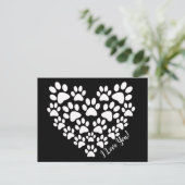 可愛パーソナライズされたい白黒ポープリントハート ポストカード (スタンド正面)