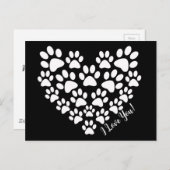 可愛パーソナライズされたい白黒ポープリントハート ポストカード (正面/裏面)