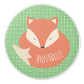 可愛パーソナライズされたい眠りキツネ セラミックノブ (正面)