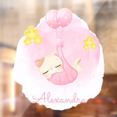 可愛パーソナライズされたい眠れるピンクの猫 ウィンドウサイン (シート2)