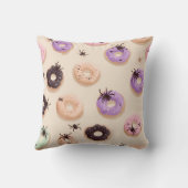 可愛パーソナライズされたい秋ハロウィンドナツスパイダー クッション (裏面)