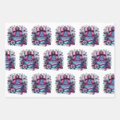 可愛パーソナライズされたい紫と青のカップケーキ誕生日 ラッピングペーパーシート (正面3)