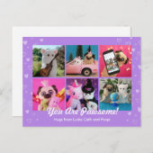 可愛パーソナライズされたい紫のハート写真スタイリッシュ ポストカード (正面/裏面)