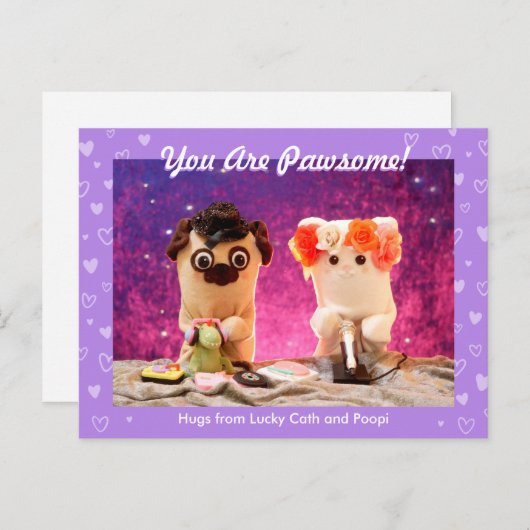 可愛パーソナライズされたい紫のハート写真スタイリッシュ ポストカード (正面/裏面)