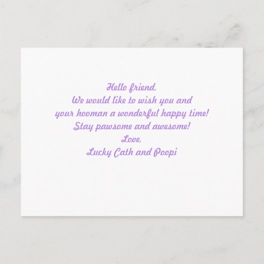 可愛パーソナライズされたい紫のハート写真スタイリッシュ ポストカード (裏面)