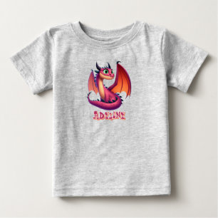 可愛パーソナライズされたい紫・赤の漫画龍 ベビーTシャツ