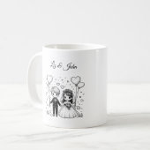 可愛パーソナライズされたい結婚カップル コーヒーマグカップ (正面左)