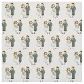 可愛パーソナライズされたい結婚夫婦の新郎新婦 ファブリック (見本)