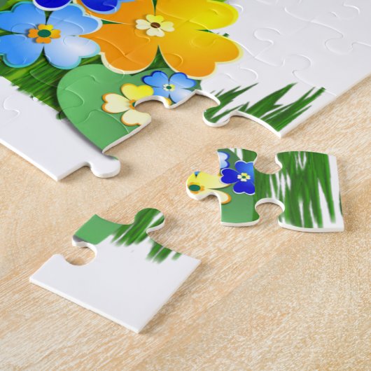 可愛パーソナライズされたい絵文字の花が早く咲く ジグソーパズル (側面)