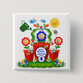 可愛パーソナライズされたい絵文字フラワーキッドズ誕生日 缶バッジ (正面)