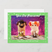 可愛パーソナライズされたい緑のスタイリッシュハート写真 ポストカード (正面/裏面)