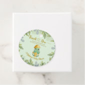 可愛パーソナライズされたい緑の恐竜の男の子の赤ちゃんシャワー フェイバータグ (インサイチュ)