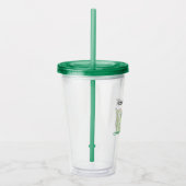 可愛パーソナライズされたい緑の恐竜の青い誕生日 アクリルタンブラー (右)