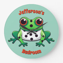 可愛パーソナライズされたい緑の水玉模様壁時計