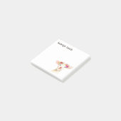 可愛パーソナライズされたい羊/ラムパープルフローラ ポストイット (アングル)