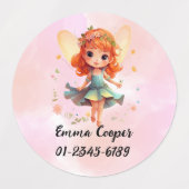 可愛パーソナライズされたい美人、名前、電話番号 ラベル (デザイン1)